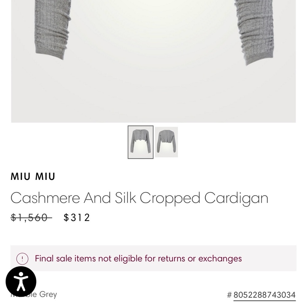 Miu Miu Light Gray Ruffled Blouse - Picture 6 of 6